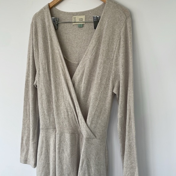 Anthropologie Saturday Sunday Cream Viscose Blend Cloud Fleece Wrap Dress XL - Picture 11 of 15